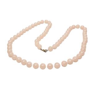 Vintage Plastic Bead Necklace Pink Semi Translucent 3/8" Bead 30" Length